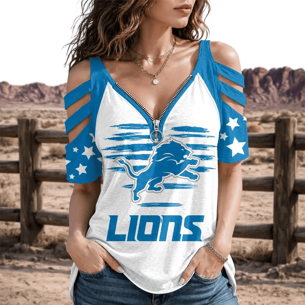 Limited Edition – Customized NFL Detroit Lions Strappy Cold-Shoulder Top