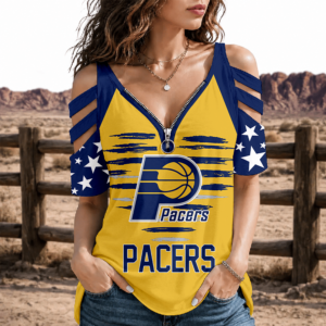Limited Edition – Customized NBA Indiana Pacers Strappy Cold-Shoulder Top