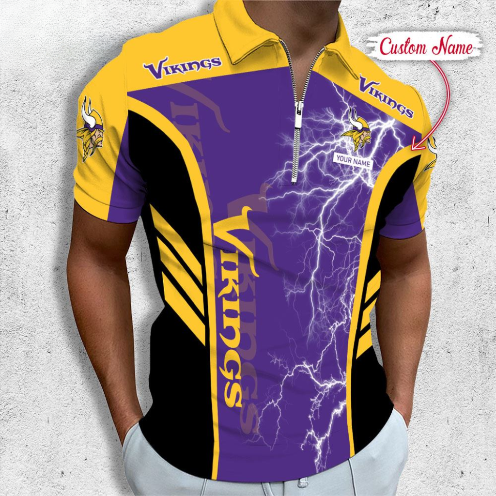 Limited Edition – Customized NFL Minnesota Vikings Zip Polo Shirt