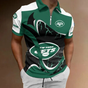 Limited Edition – Customized NFL Nyj New York Jets Zip Polo Shirt