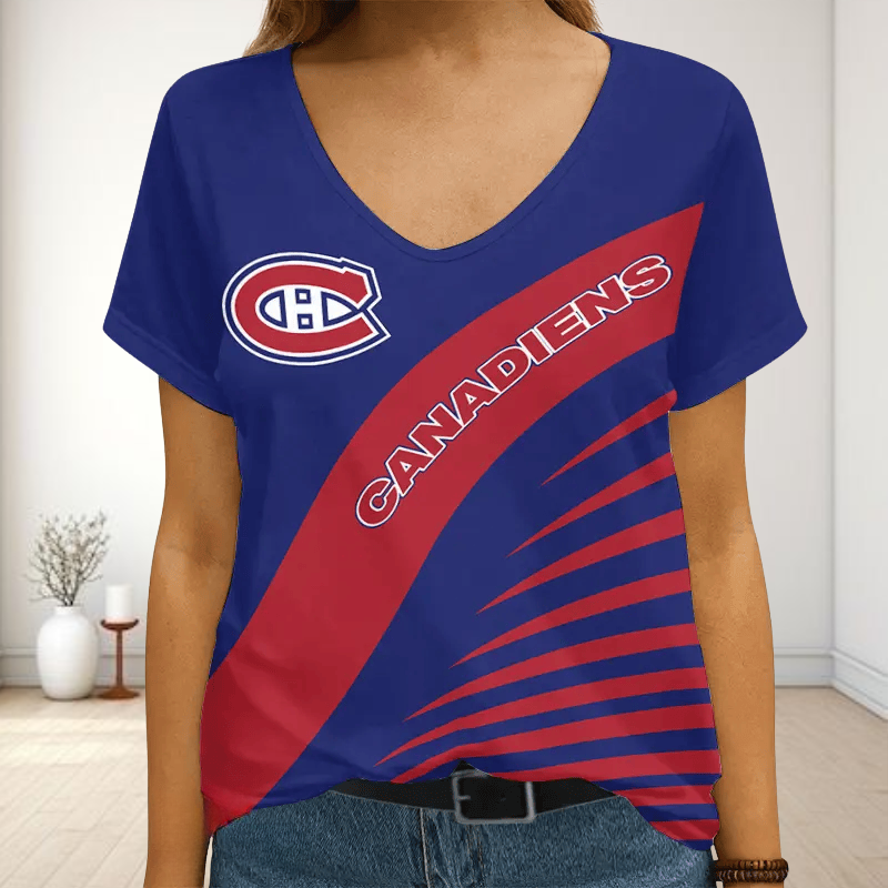Limited Edition – Customized NHL Montreal Canadiens V-Neck Female Shirt