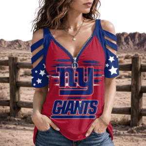 Limited Edition – Customized NFL New York Giants Strappy Cold-Shoulder Top