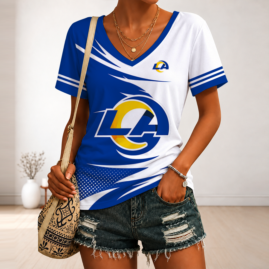 Limited Edition – Customized NFL Los Angeles Rams V-Neck Female Shirt