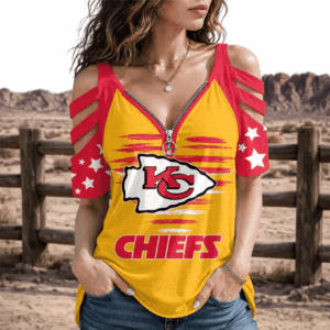 Limited Edition – Customized NFL Kansas City Chiefs Strappy Cold-Shoulder Top