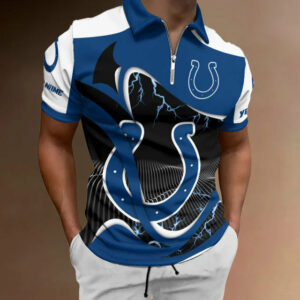 Limited Edition – Customized NFL Indianapolis Colts Zip Polo Shirt
