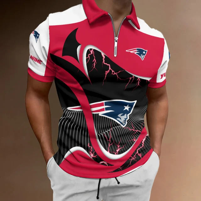 Limited Edition – Customized NFL New England Patriots Zip Polo Shirt