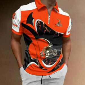 Limited Edition – Customized NFL Cleveland Browns Zip Polo Shirt