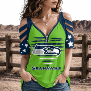 Limited Edition – Customized NFL Seattle Seahawks Strappy Cold-Shoulder Top