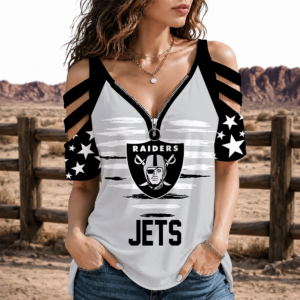 Limited Edition – Customized NFL Las Vegas Raiders Strappy Cold-Shoulder Top