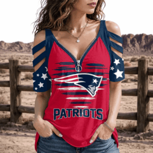 Limited Edition – Customized NFL New England Patriots Strappy Cold-Shoulder Top