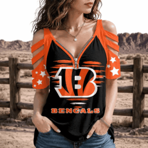 Limited Edition – Customized NFL Cincinnati Bengals Strappy Cold-Shoulder Top