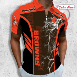 Limited Edition – Customized NFL Cleveland Browns Zip Polo Shirt