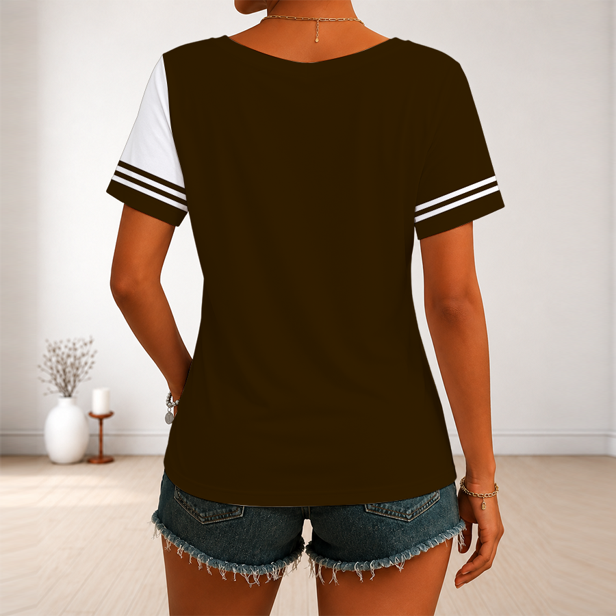 Limited Edition – Customized NFL Cleveland Browns V-Neck Female Shirt - Image 2
