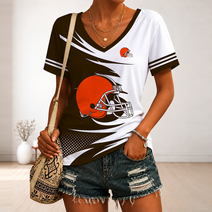 Limited Edition – Customized NFL Cleveland Browns V-Neck Female Shirt