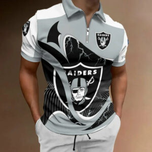 Limited Edition – Customized NFL Las Vegas Raiders Zip Polo Shirt