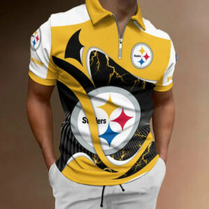Limited Edition – Customized NFL Pittsburgh Steelers Zip Polo Shirt