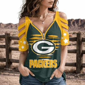 Limited Edition – Customized NFL Green Bay Packers Strappy Cold-Shoulder Top