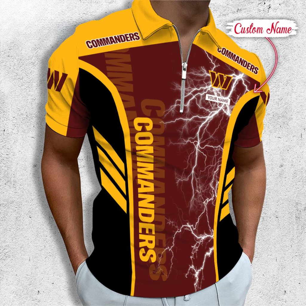 Limited Edition – Customized NFL Washington Commanders Zip Polo Shirt
