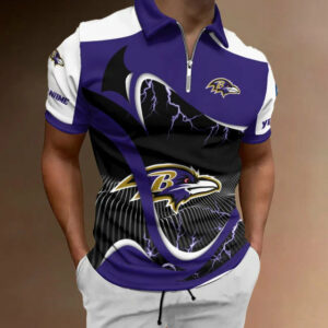 Limited Edition – Customized NFL Baltimore Ravens Zip Polo Shirt