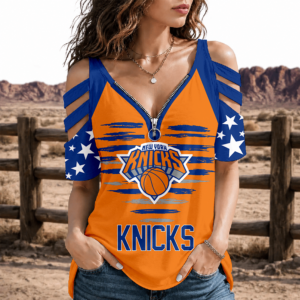 Limited Edition – Customized NBA New York Knicks Strappy Cold-Shoulder Top