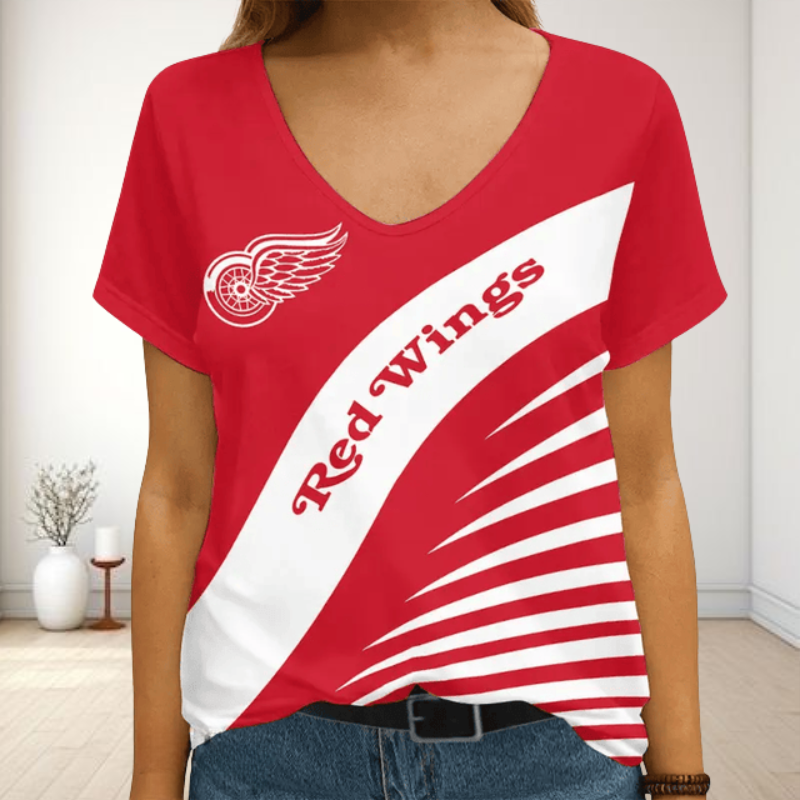 Limited Edition – Customized NHL Detroit Red Wings V-Neck Female Shirt