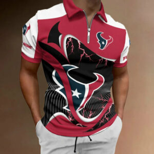 Limited Edition – Customized NFL Houston Texans Zip Polo Shirt