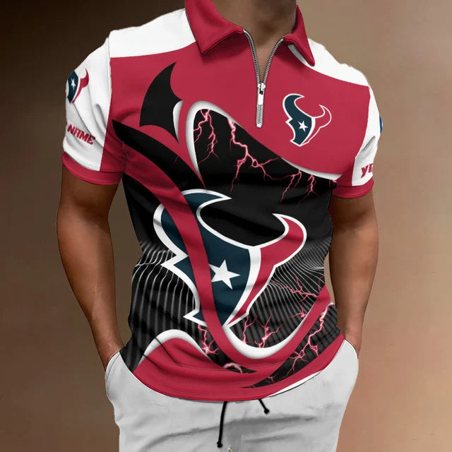Limited Edition – Customized NFL Houston Texans Zip Polo Shirt