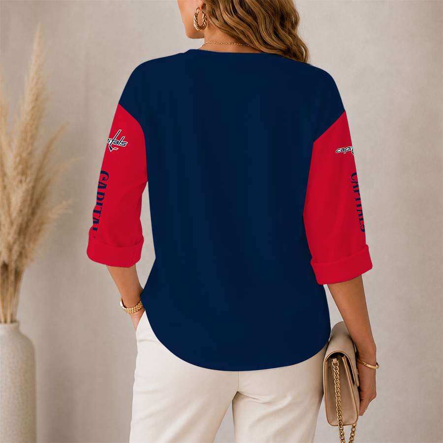 Limited Edition – Customized NHL Washington Capitals Women’S Heart V-Neck Long Sleeve Shirt - Image 2