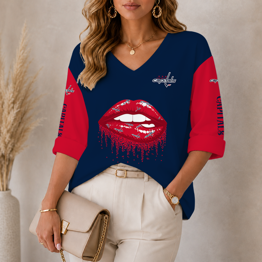Limited Edition – Customized NHL Washington Capitals Women’S Heart V-Neck Long Sleeve Shirt