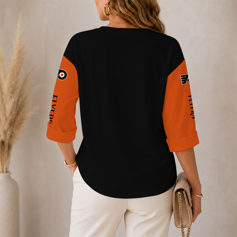 Limited Edition – Customized NHL Philadelphia Flyers Women’S Heart V-Neck Long Sleeve Shirt - Image 2