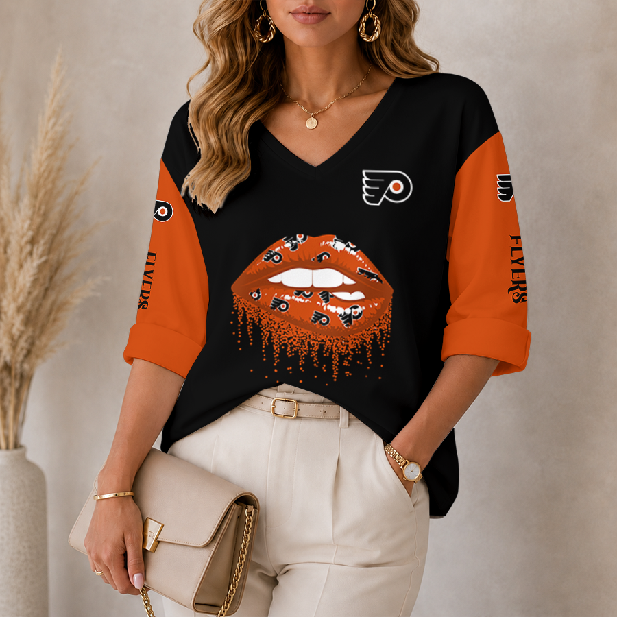 Limited Edition – Customized NHL Philadelphia Flyers Women’S Heart V-Neck Long Sleeve Shirt