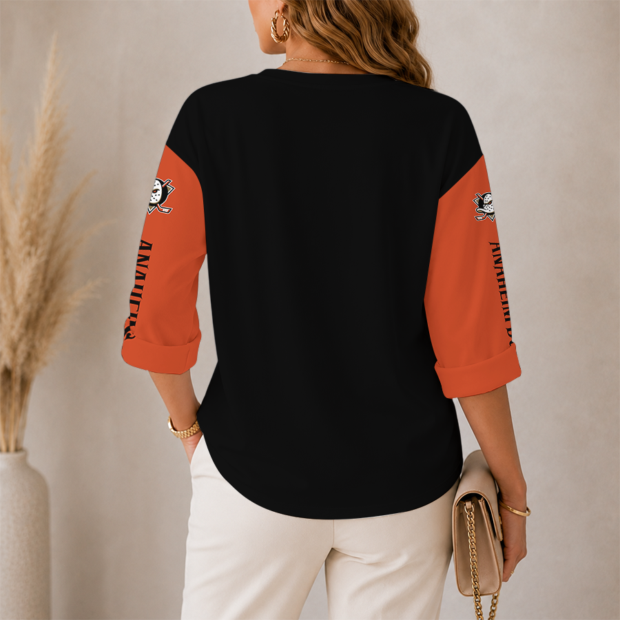 Limited Edition – Customized NHL Anaheim Ducks Women’S Heart V-Neck Long Sleeve Shirt - Image 2