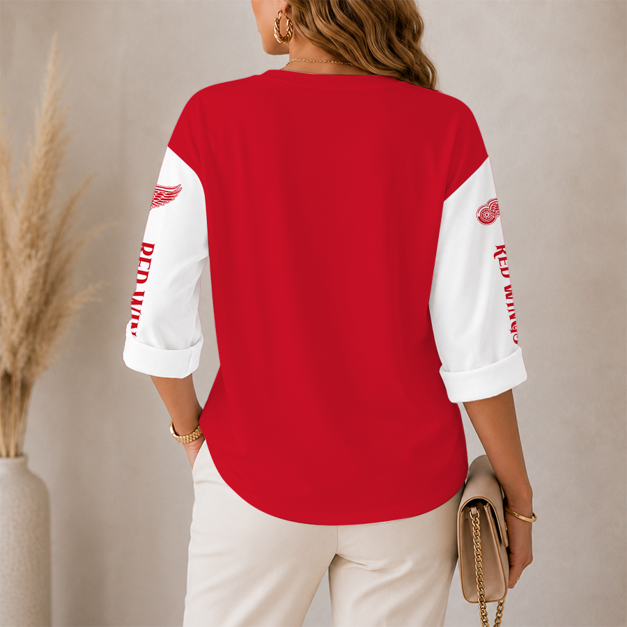 Limited Edition – Customized NHL Detroit Red Wings Women’S Heart V-Neck Long Sleeve Shirt - Image 2