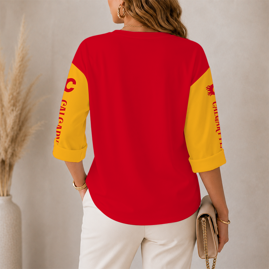 Limited Edition – Customized NHL Calgary Flames Women’S Heart V-Neck Long Sleeve Shirt - Image 2