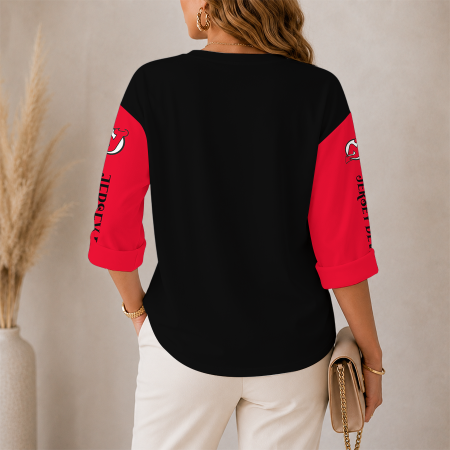 Limited Edition – Customized NHL New Jersey Devils Women’S Heart V-Neck Long Sleeve Shirt - Image 2