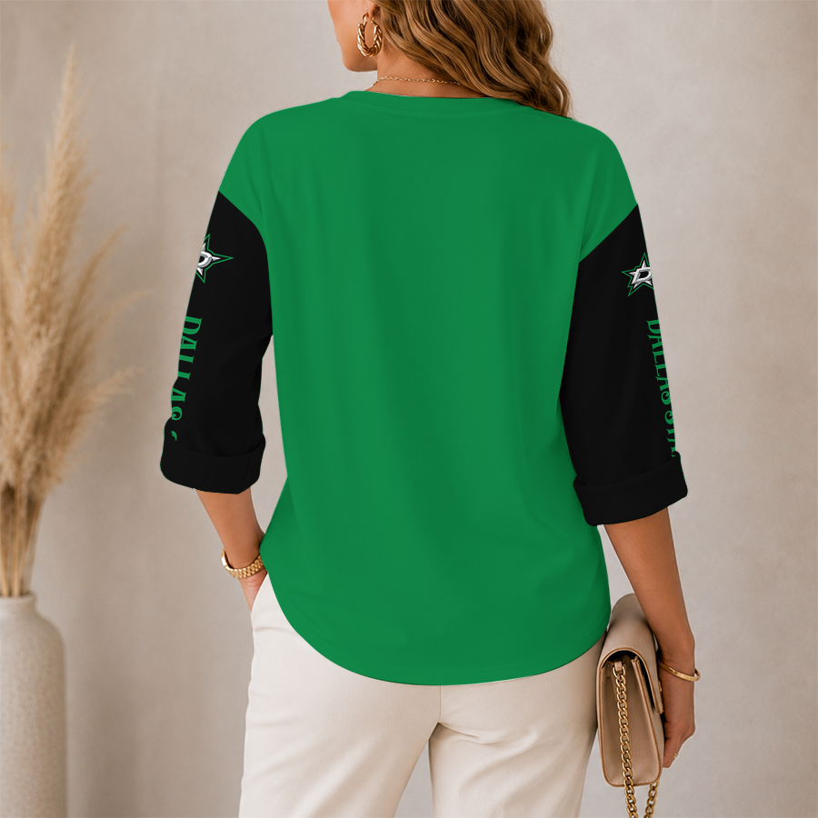 Limited Edition – Customized NHL Dallas Stars Women’S Heart V-Neck Long Sleeve Shirt - Image 2