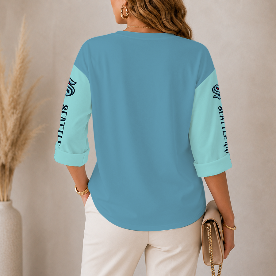 Limited Edition – Customized NHL Seattle Kraken Women’S Heart V-Neck Long Sleeve Shirt - Image 2
