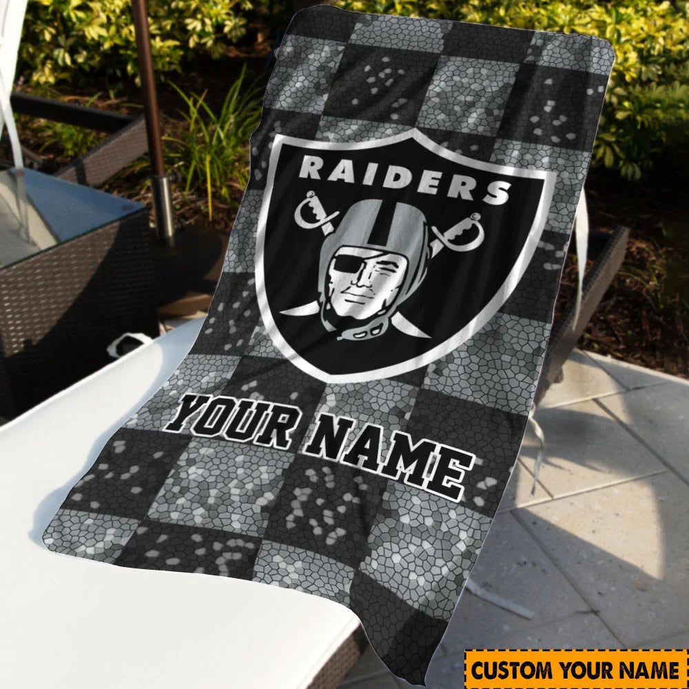 Limited Edition – Customized NFL Las Vegas Raiders Beach Towel - Image 2