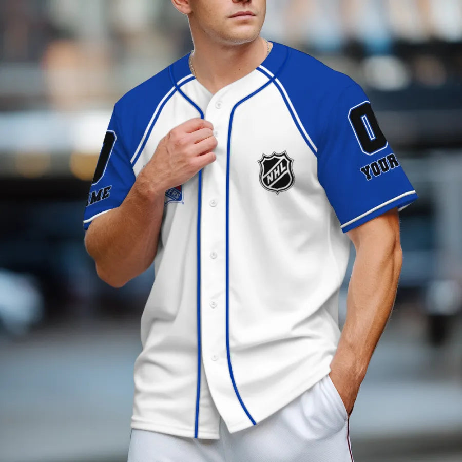 Limited Edition – Customized NHL New York Rangers Baseball Jersey - Image 2