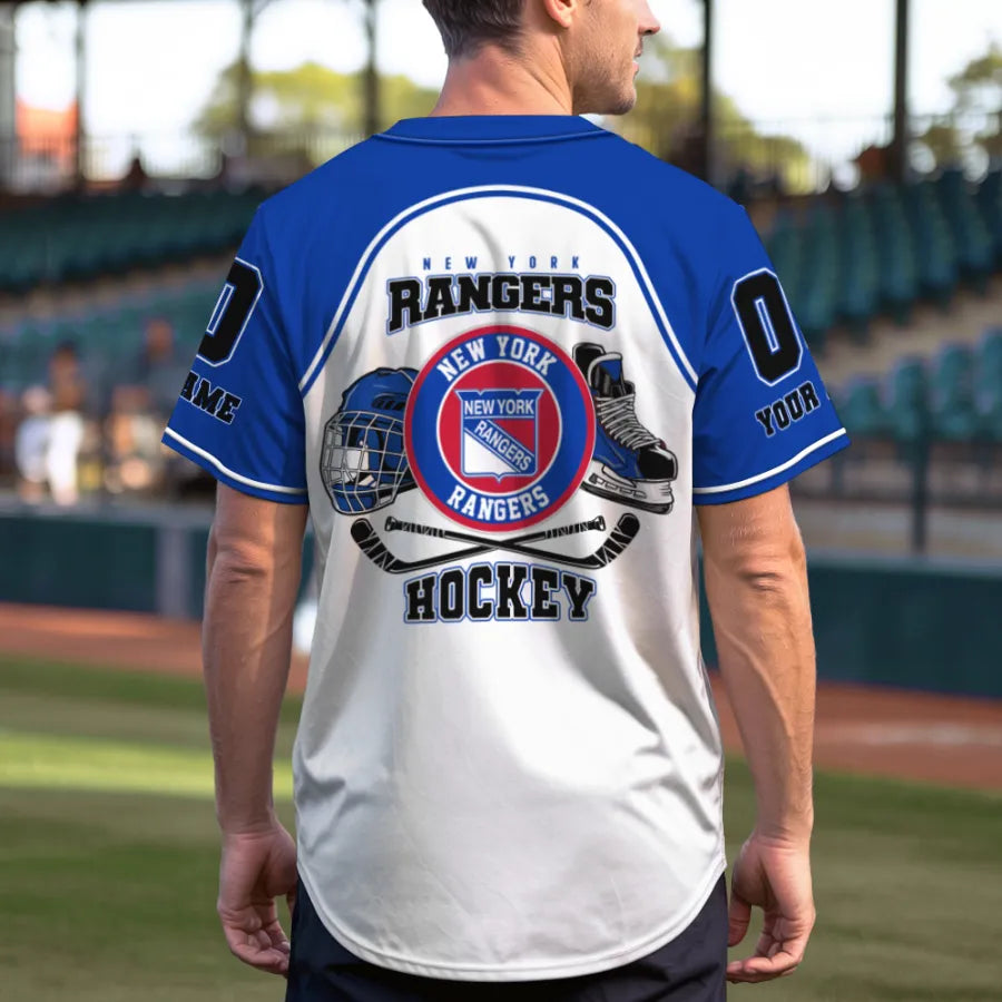 Limited Edition – Customized NHL New York Rangers Baseball Jersey - Image 3