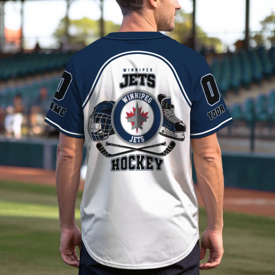Limited Edition – Customized NHL Winnipeg Jets Baseball Jersey - Image 3