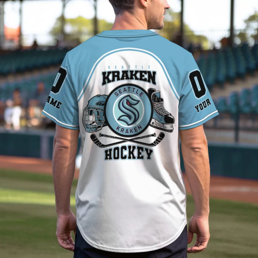 Limited Edition – Customized NHL Seattle Kraken Baseball Jersey - Image 3