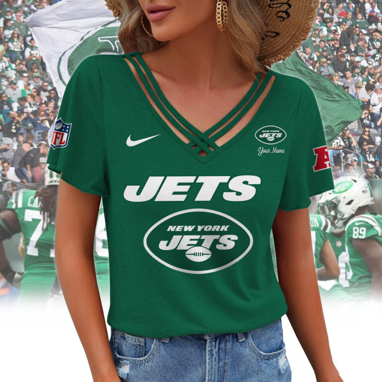 Limited Edition – Customized NFL Nyj New York Jets V-Neck Shirt