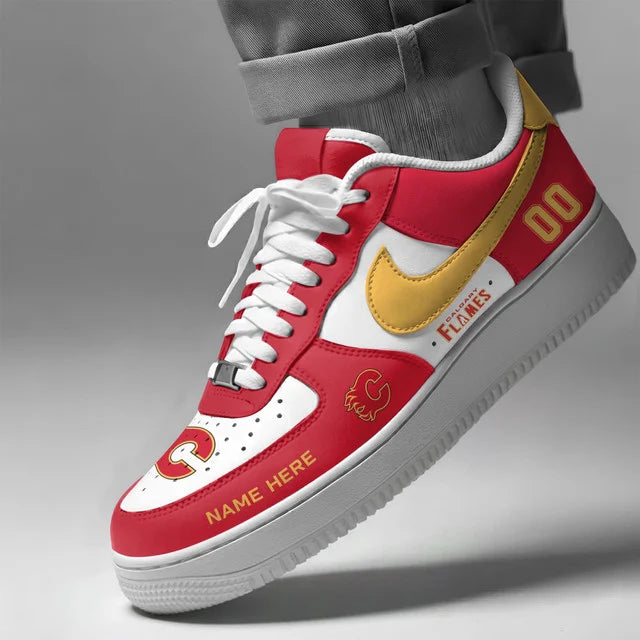 Limited Edition – Customized NHL Calgary Flames Af1 Shoes - Image 2
