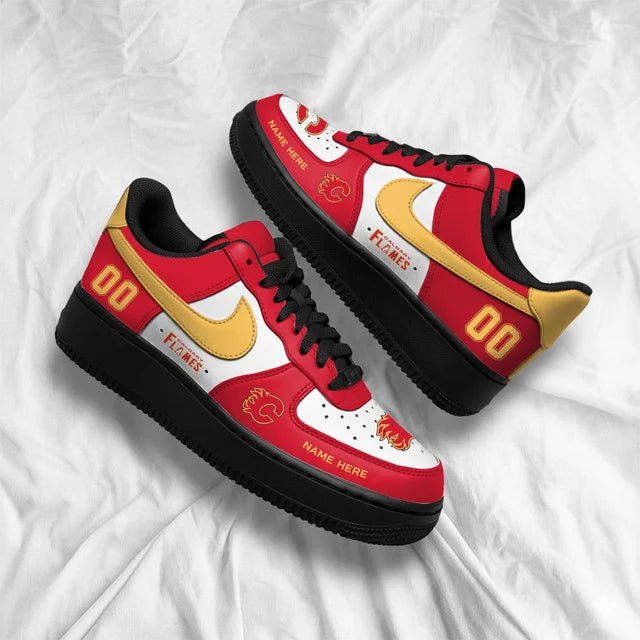Limited Edition – Customized NHL Calgary Flames Af1 Shoes - Image 3