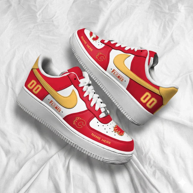 Limited Edition – Customized NHL Calgary Flames Af1 Shoes - Image 4