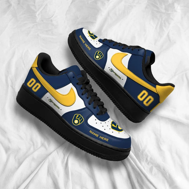 Limited Edition – Customized MLB Milwaukee Brewers Af1 Shoes - Image 3