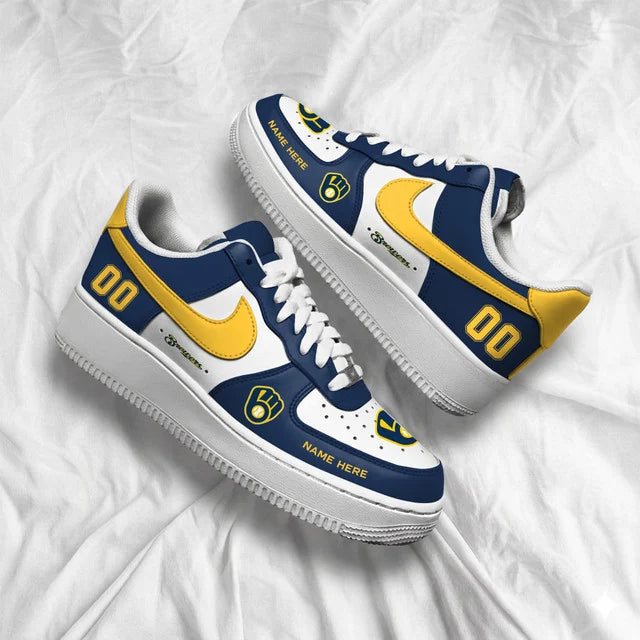 Limited Edition – Customized MLB Milwaukee Brewers Af1 Shoes - Image 4
