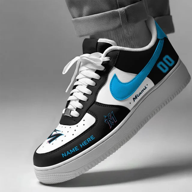 Limited Edition – Customized MLB Miami Marlins Af1 Shoes - Image 2