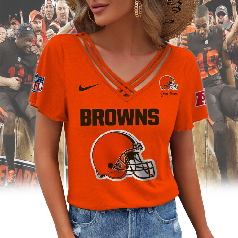 Limited Edition – Customized NFL Cleveland Browns V-Neck Shirt